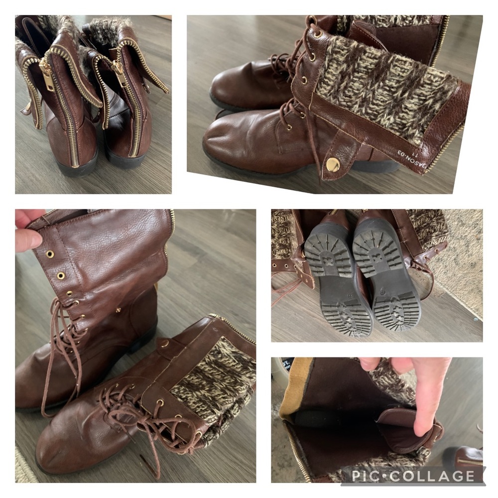 Vegan leather foldover bootie worn once